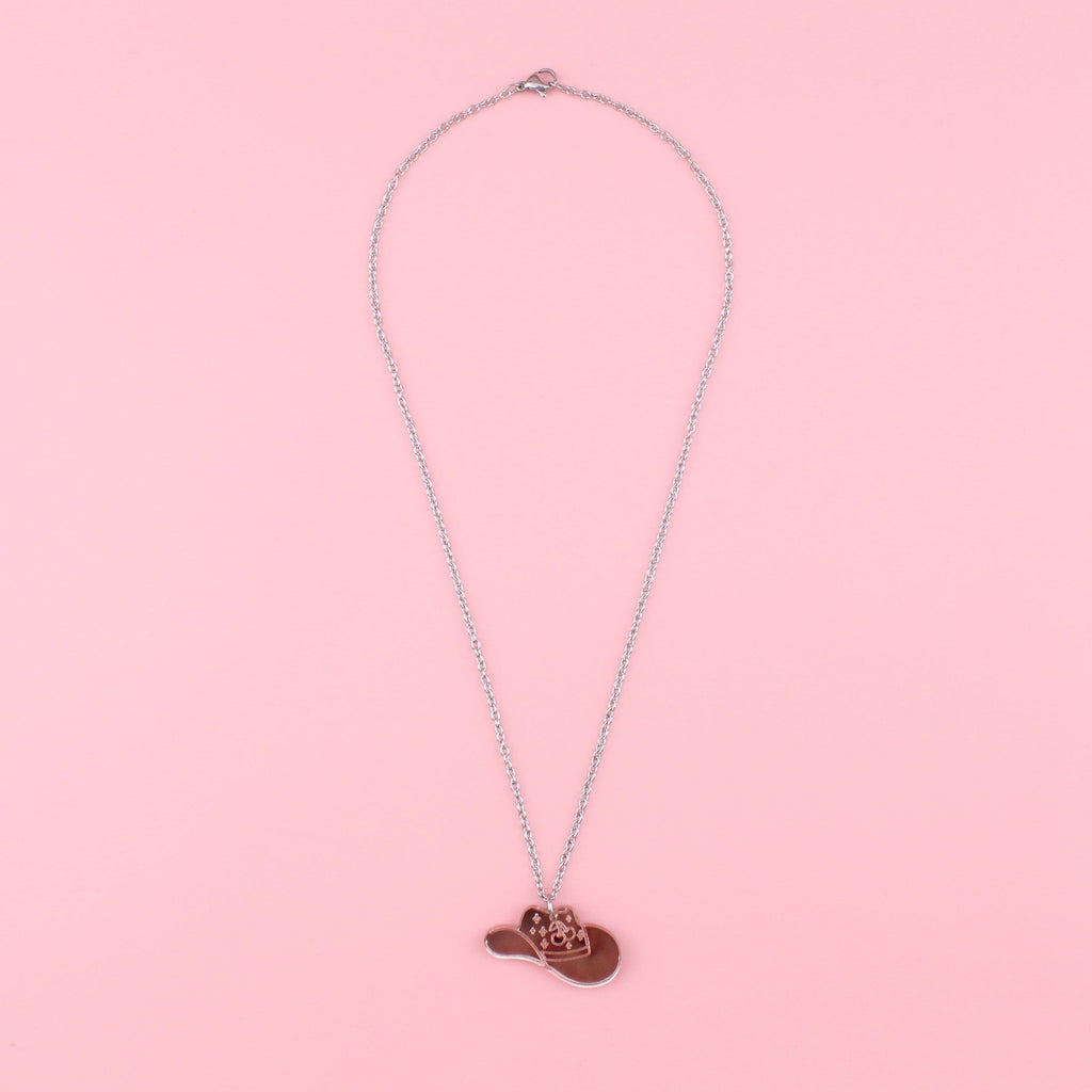 Let's Go Girls Rose Gold Cowgirl Hat Necklace - Sour Cherry