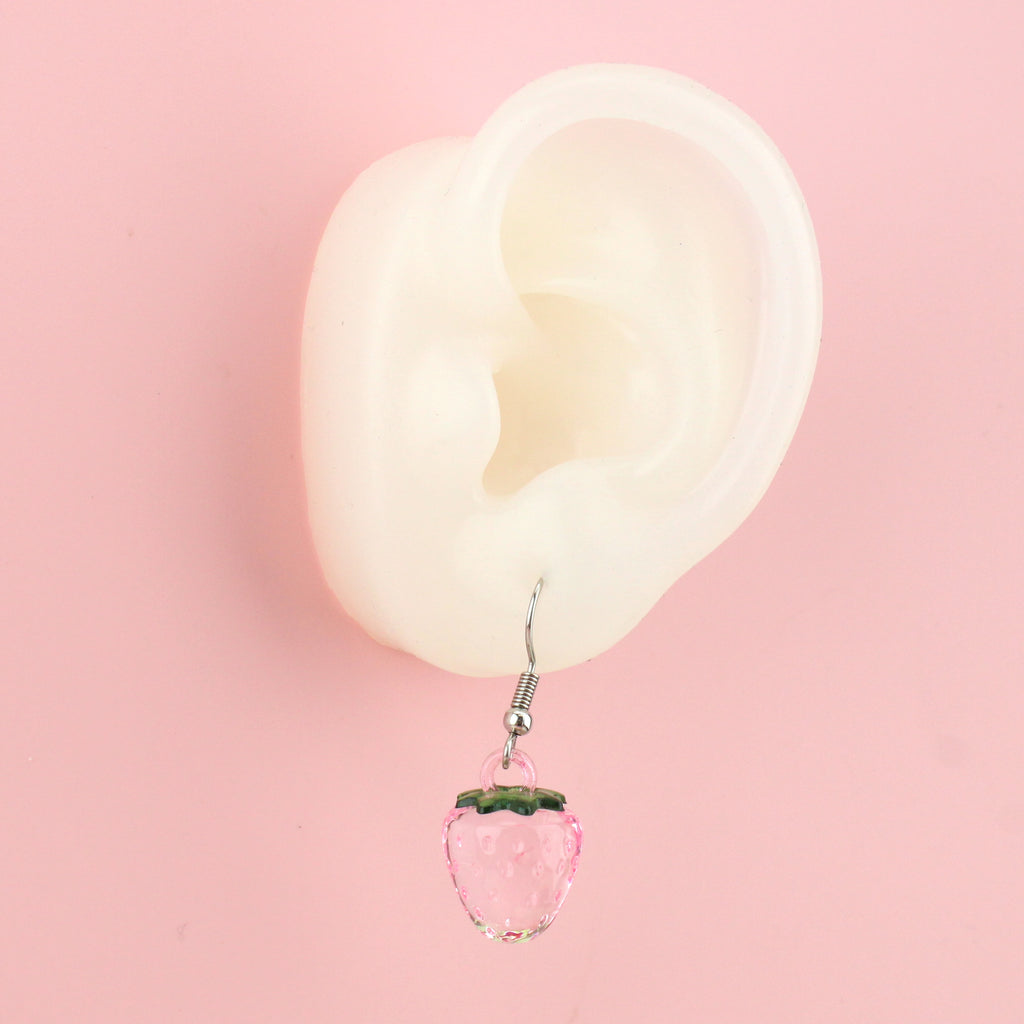 Ear wearing Light Pink Berry Nice Earrings