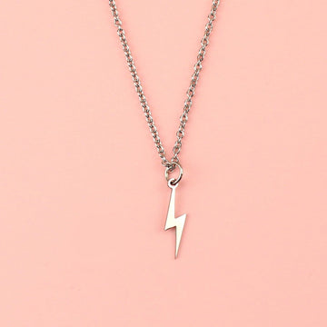 Lightning bolt pendant on a stainless steel chain
