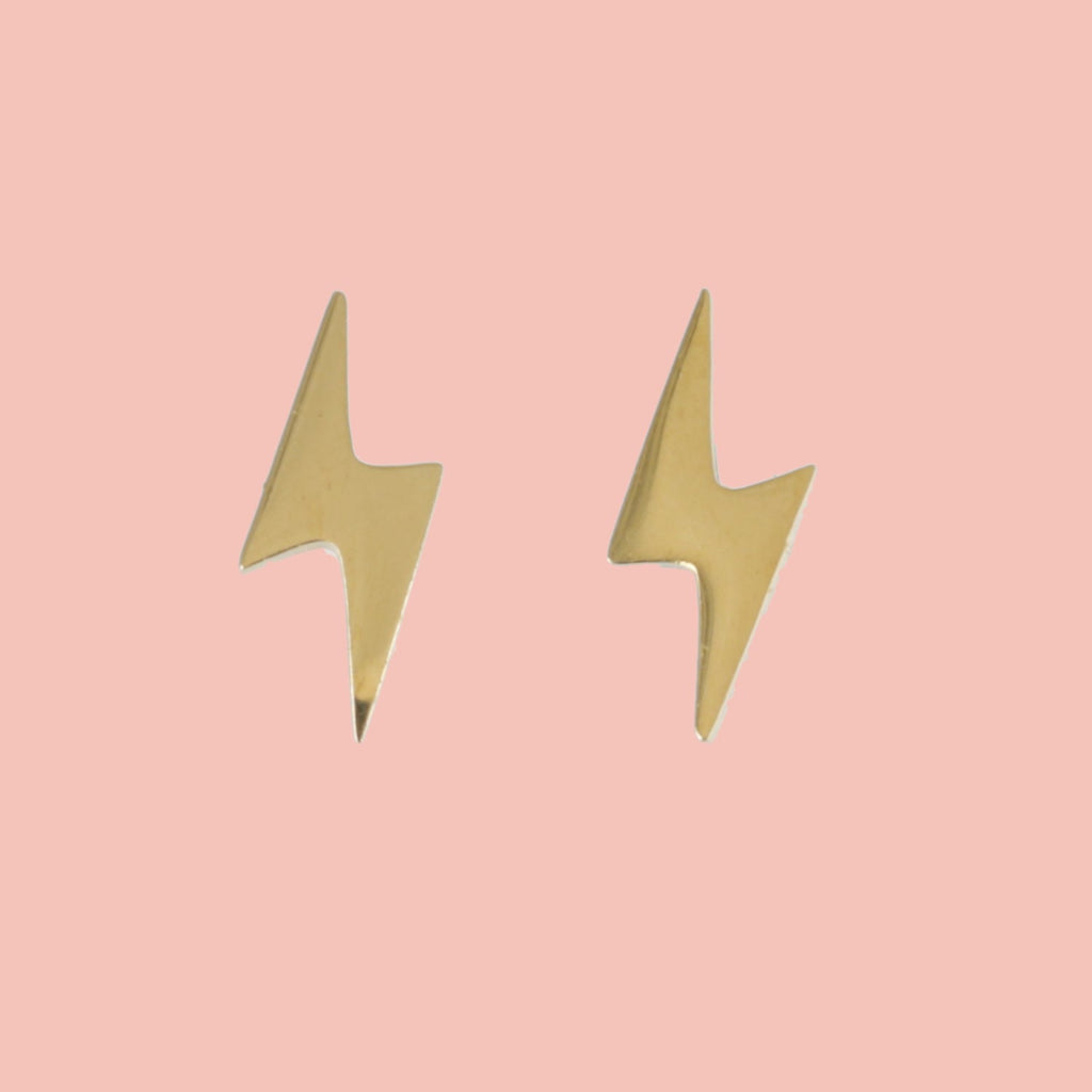 Lightning Stud Earrings (Gold Plated) - Sour Cherry