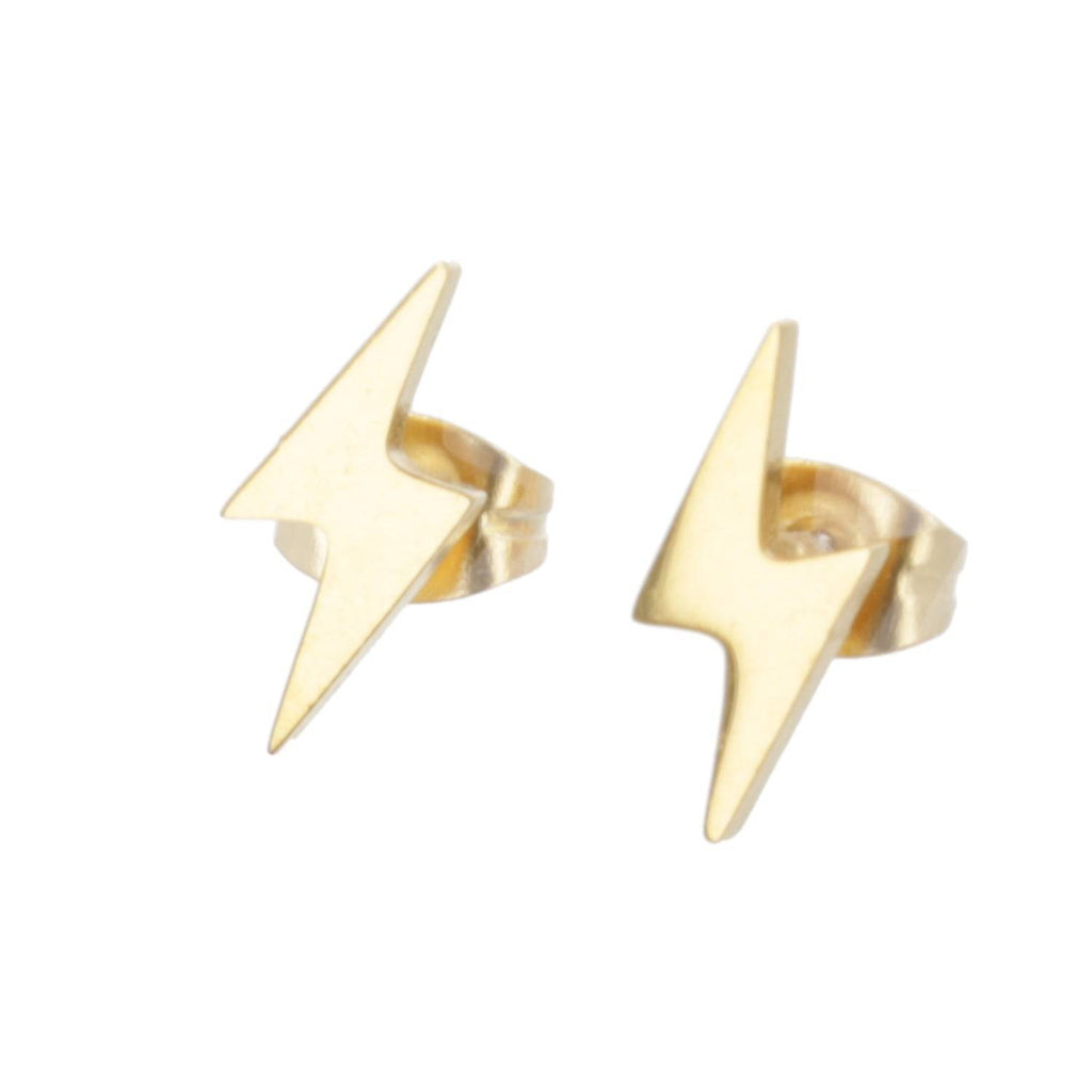 Lightning Stud Earrings (Gold Plated) - Sour Cherry
