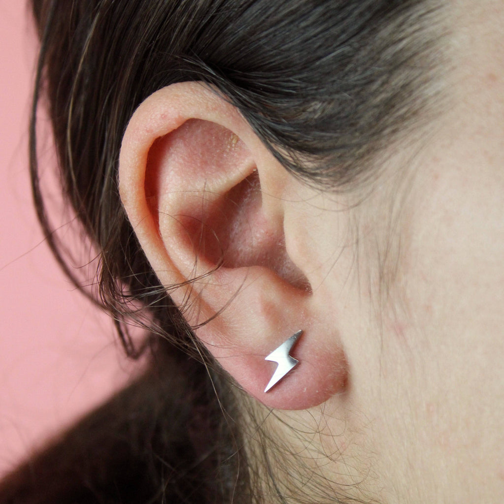 Lightning Stud Earrings (Stainless Steel) - Sour Cherry