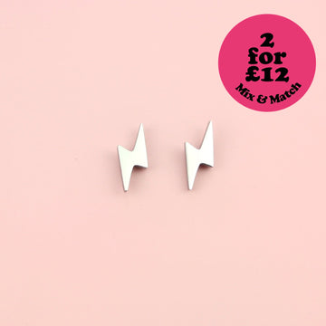 Lightning Stud Earrings (Stainless Steel) - Sour Cherry