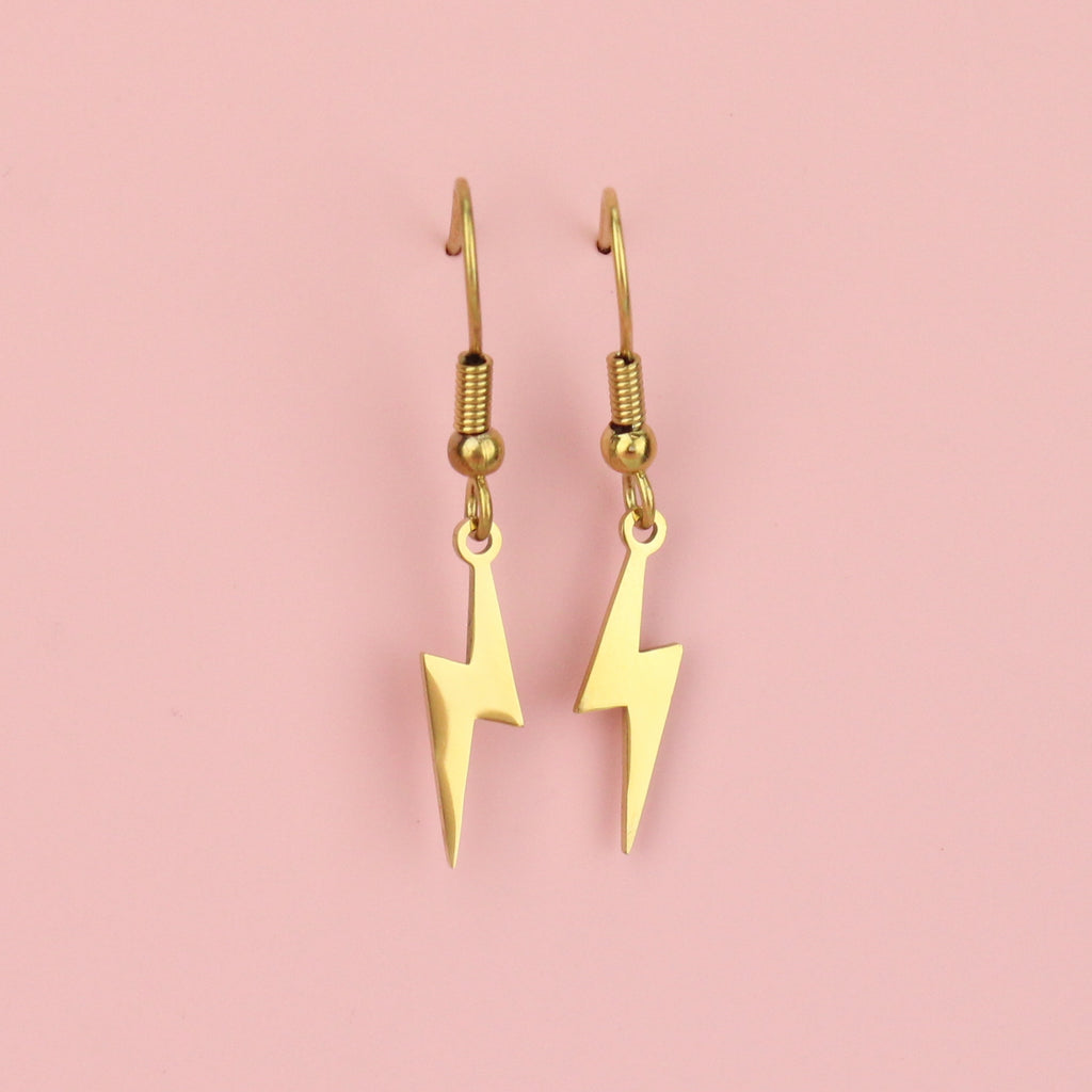 Lightning Bolt Earrings (Gold Plated) - Sour Cherry