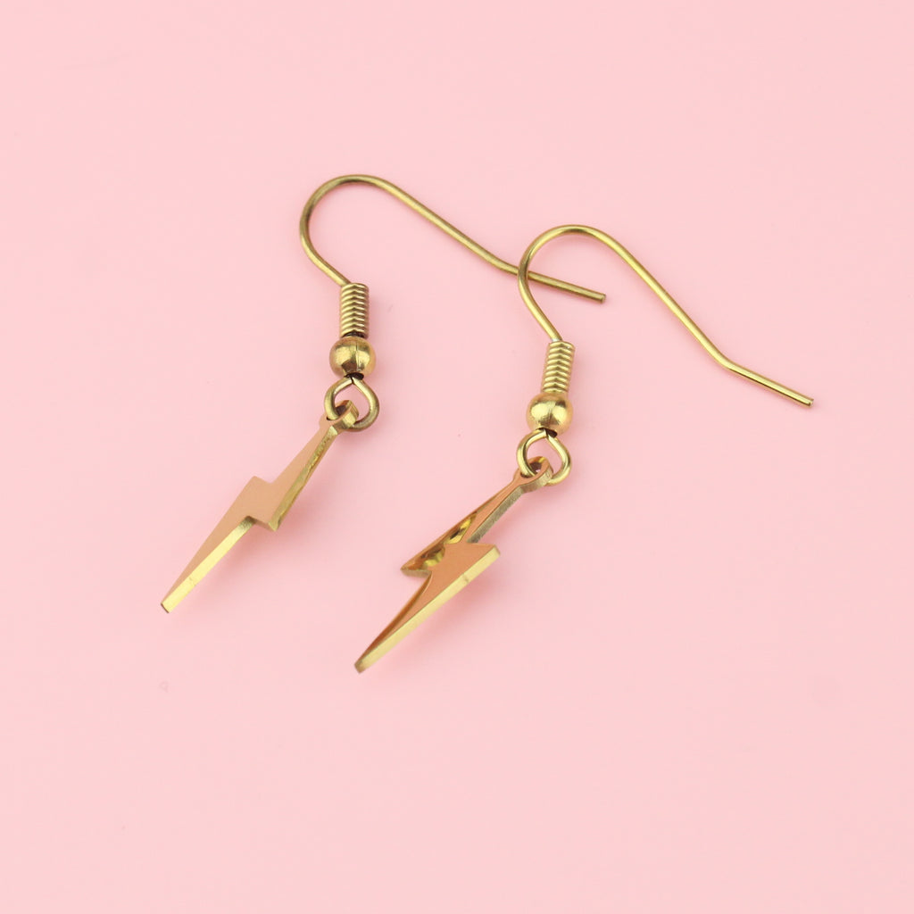 Lightning Bolt Earrings (Gold Plated) - Sour Cherry