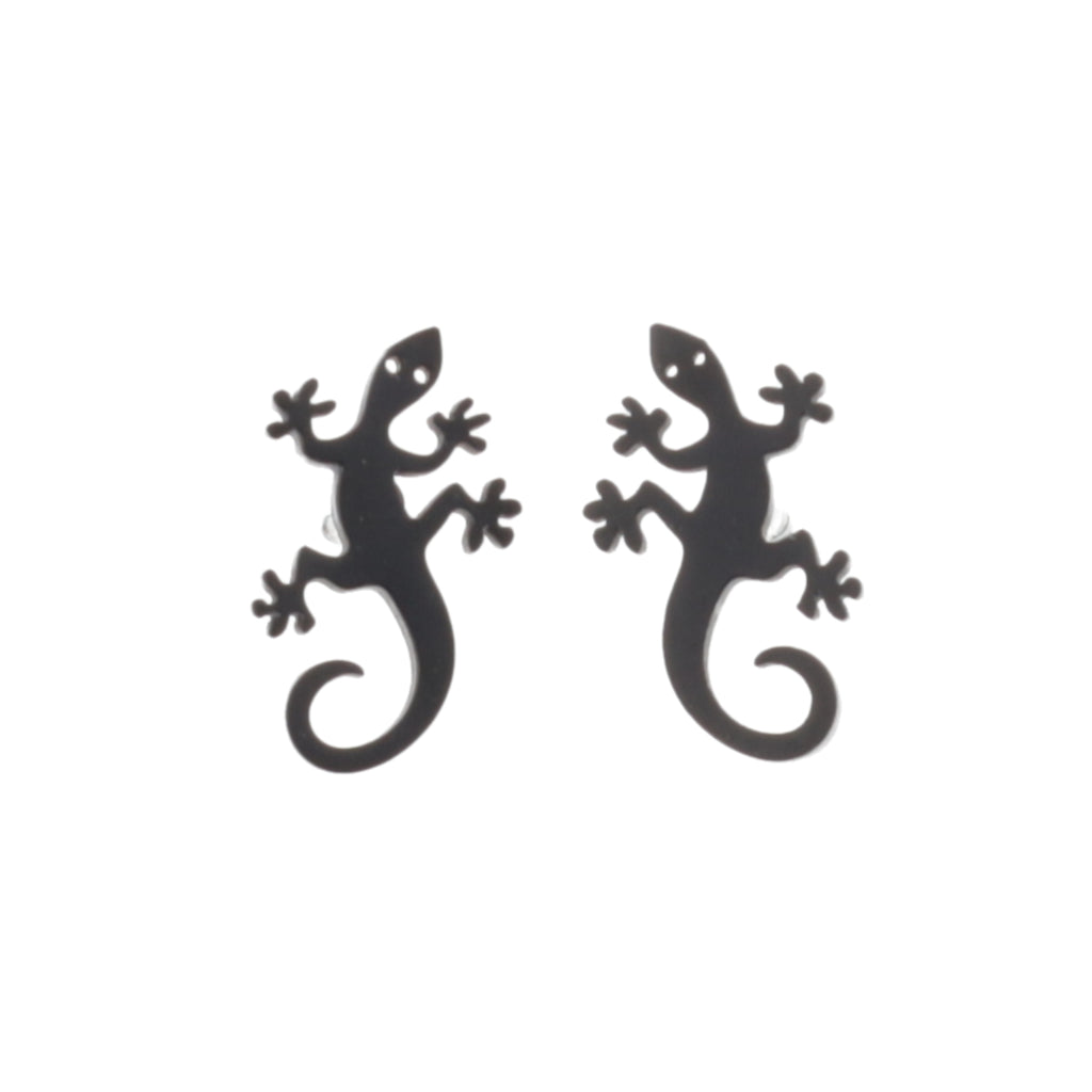 Lizard Stud Earrings (Black) - Sour Cherry