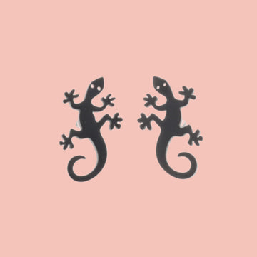 Lizard Stud Earrings (Black) - Sour Cherry