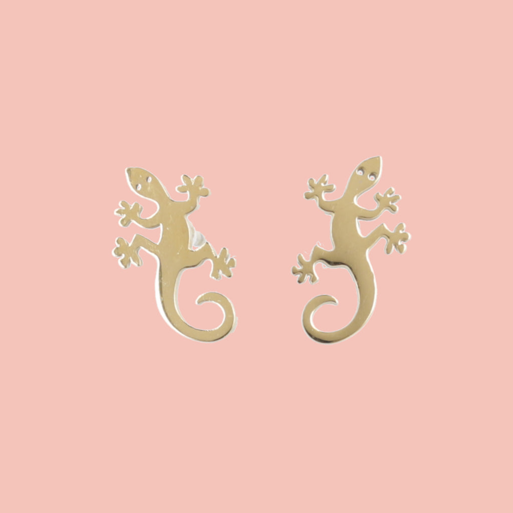 Lizard Stud Earrings (Gold Plated) - Sour Cherry