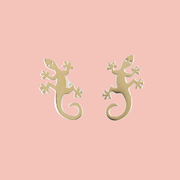 Lizard Stud Earrings (Gold Plated) - Sour Cherry