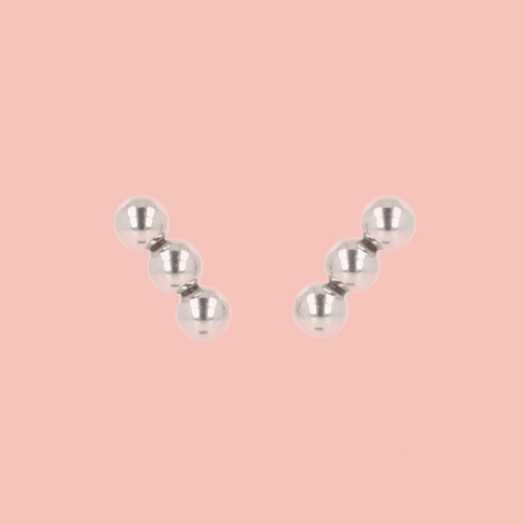 Minimalist Beaded Stud Earrings - Sour Cherry