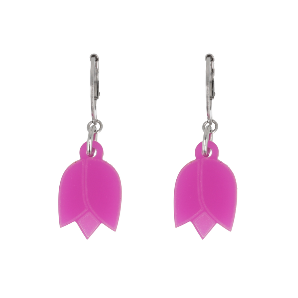 Purple Tulip Huggie Hoop Earrings - Sour Cherry
