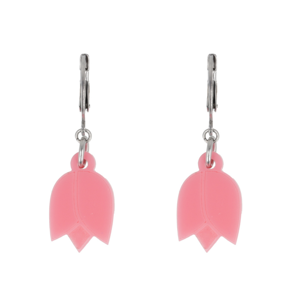 Pink Tulip Huggie Hoop Earrings - Sour Cherry