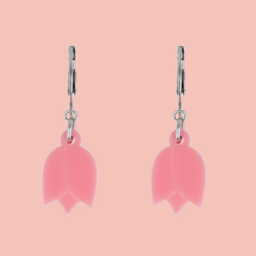 Pink Tulip Huggie Hoop Earrings - Sour Cherry