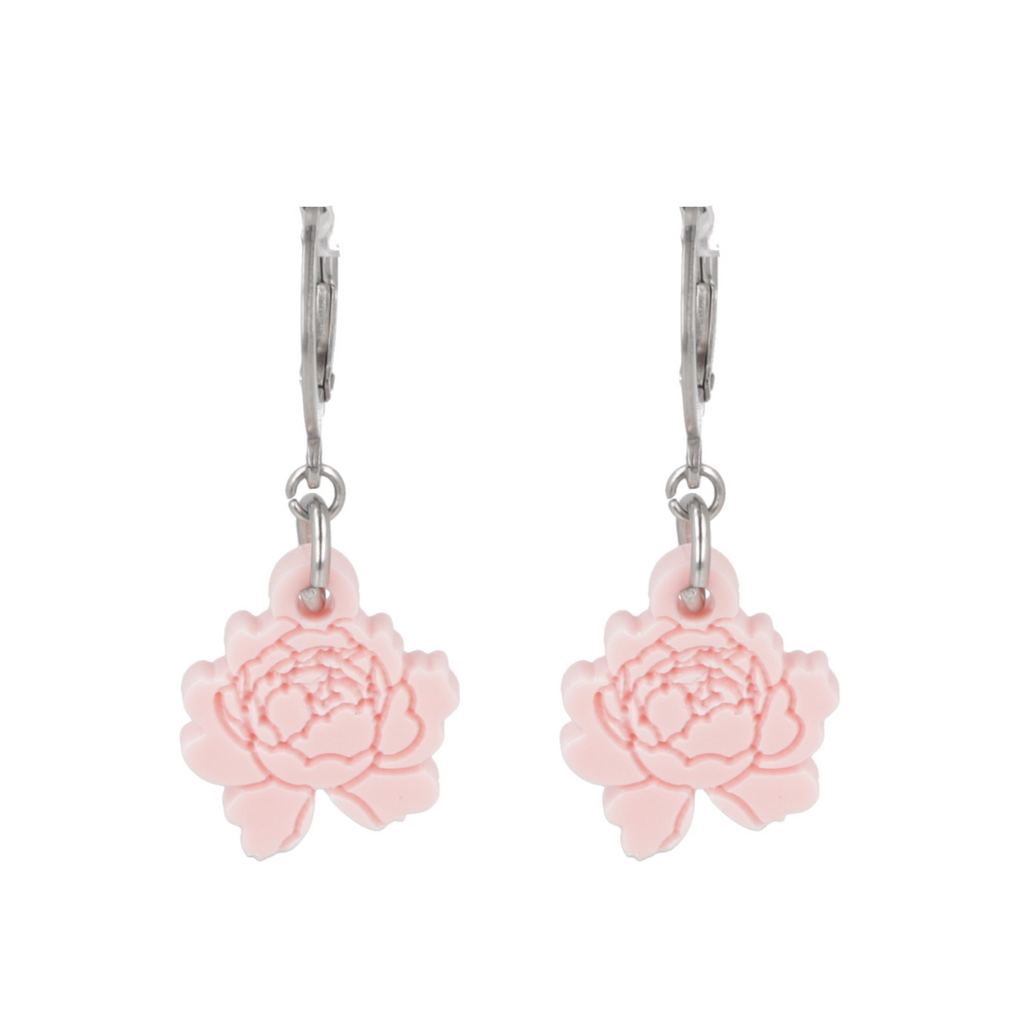 Light Pink Peony Club Huggie Hoop Earrings - Sour Cherry