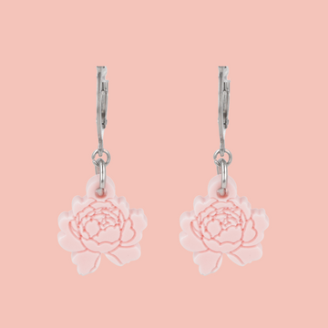 Light Pink Peony Club Huggie Hoop Earrings - Sour Cherry