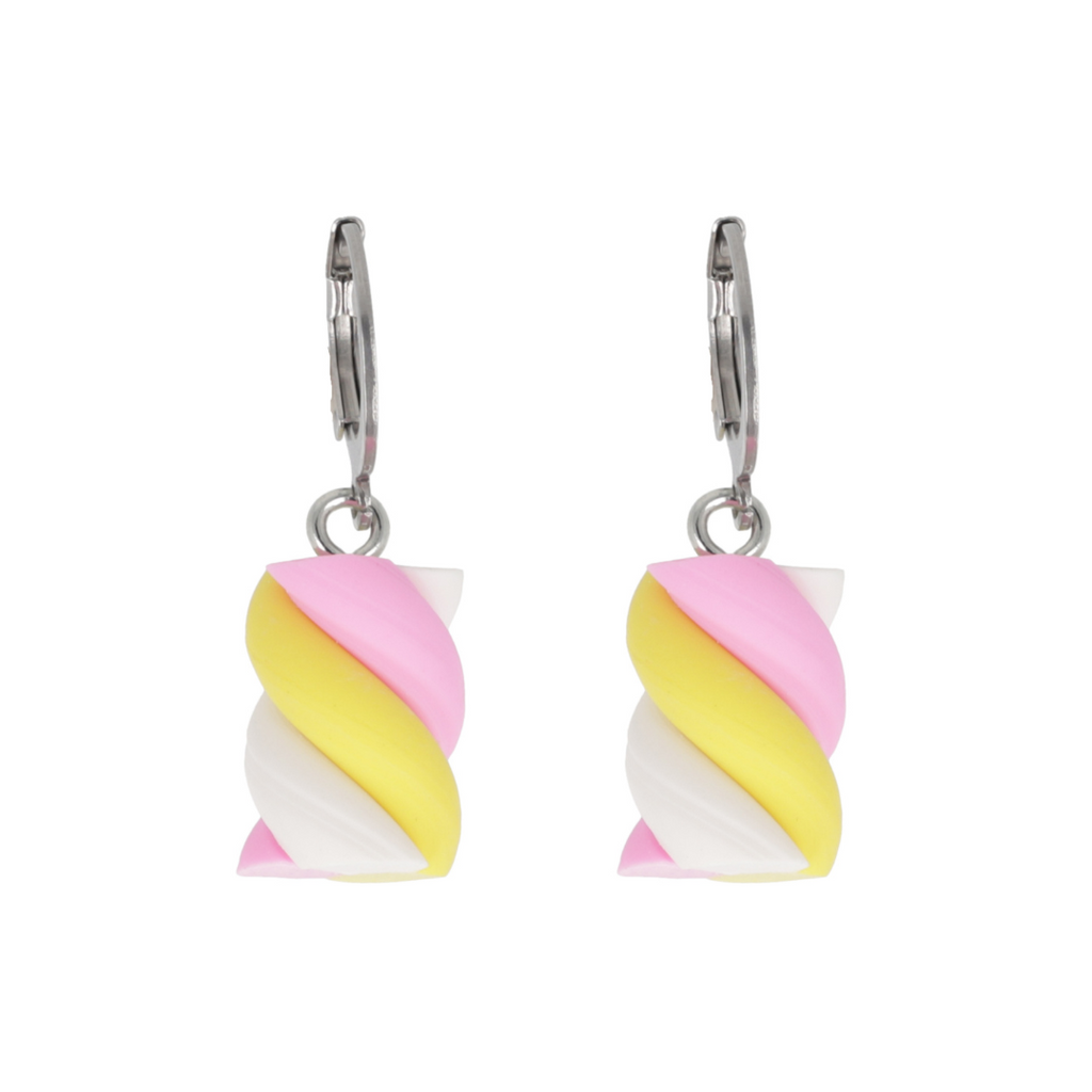 Marshmallow Huggie Hoop Earrings - Sour Cherry