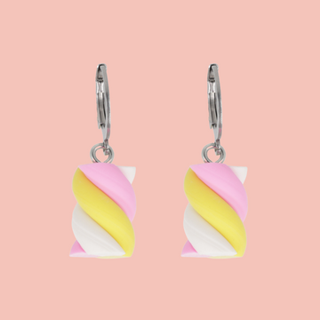 Marshmallow Huggie Hoop Earrings - Sour Cherry