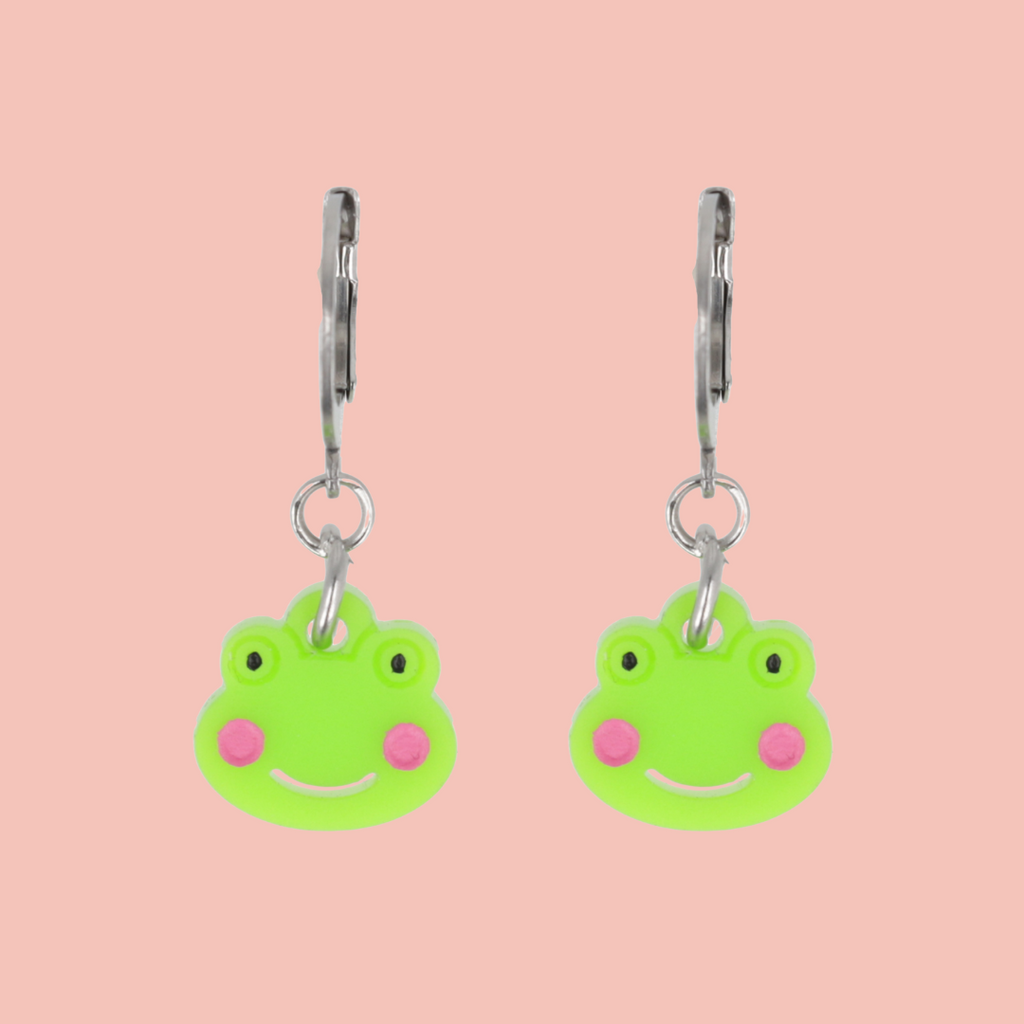 Happy Frogs Huggie Hoop Earrings - Sour Cherry