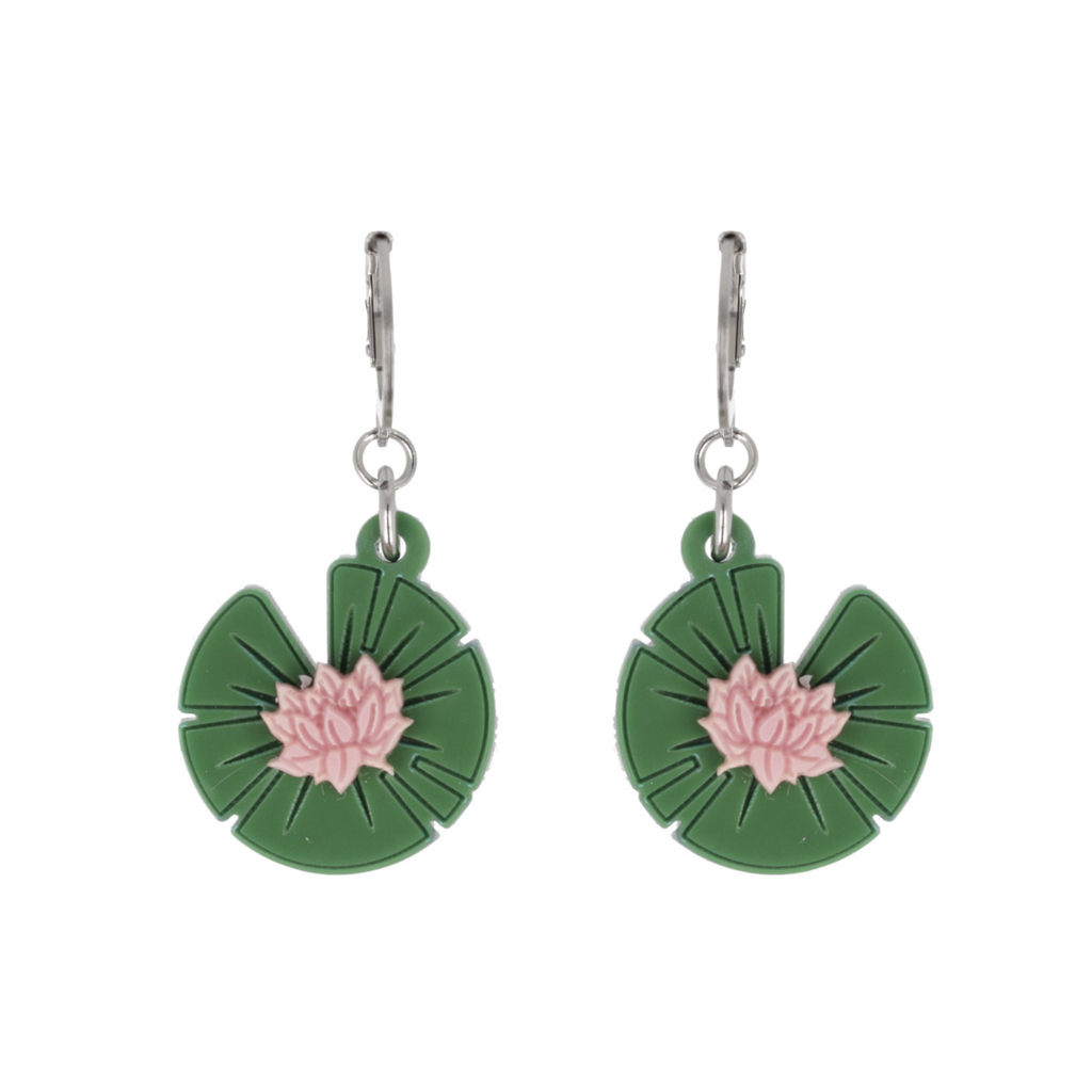 Lily Pad Huggie Hoop Earrings - Sour Cherry