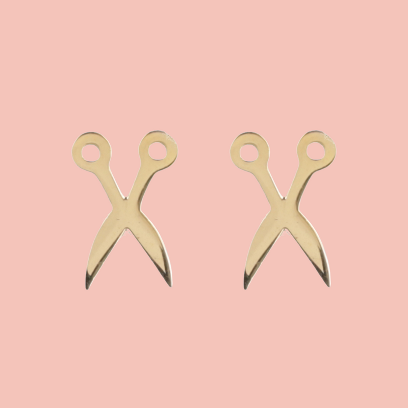 Cut It Out Scissor Stud Earrings - Gold Plated - Sour Cherry