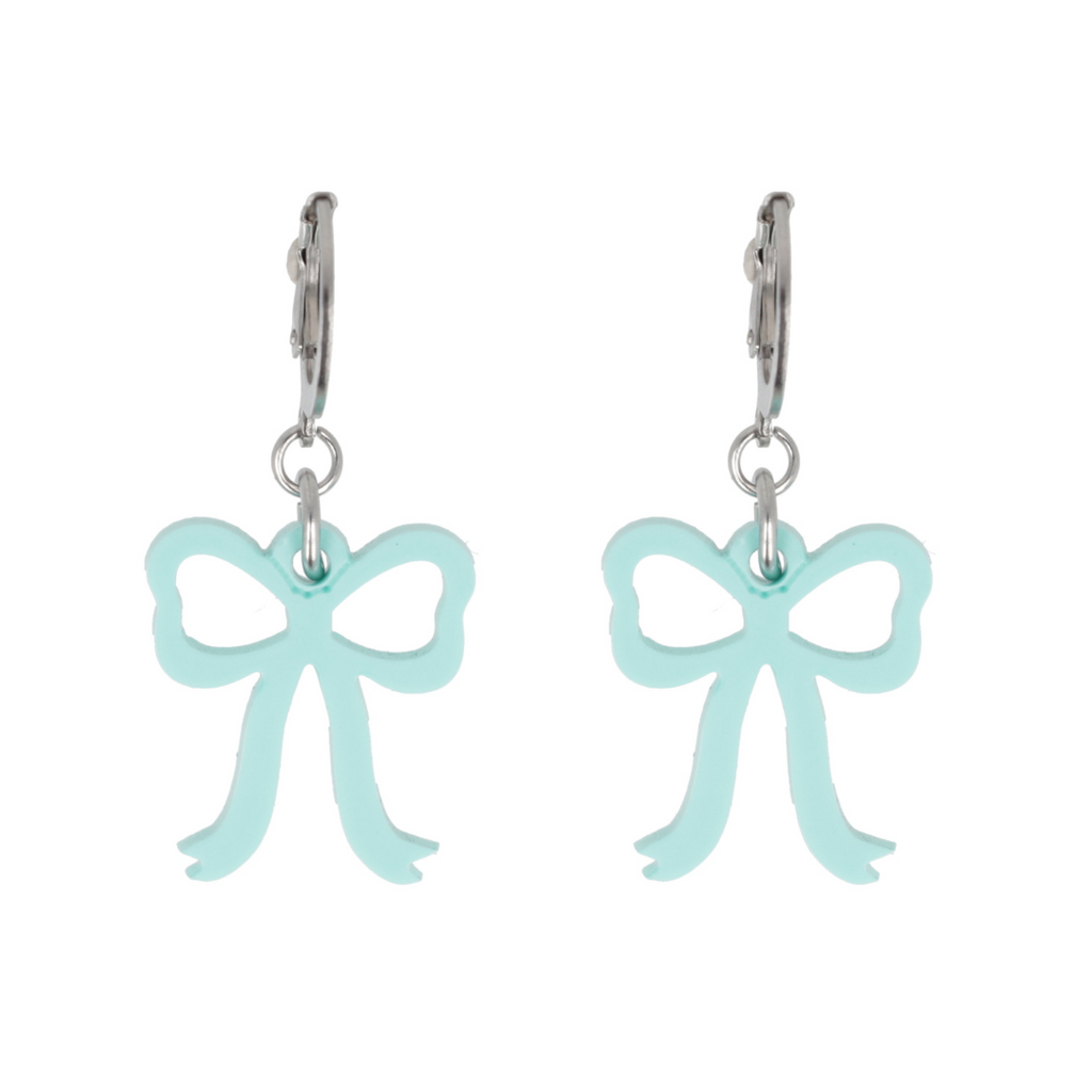 Mini Turquoise Bow Huggie Hoop Earrings - Sour Cherry