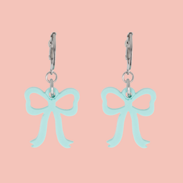Mini Turquoise Bow Huggie Hoop Earrings - Sour Cherry