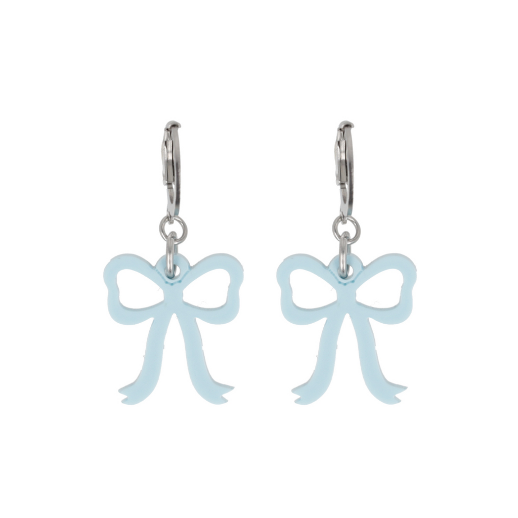 Mini Blue Bow Huggie Hoop Earrings - Sour Cherry
