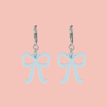 Mini Blue Bow Huggie Hoop Earrings - Sour Cherry