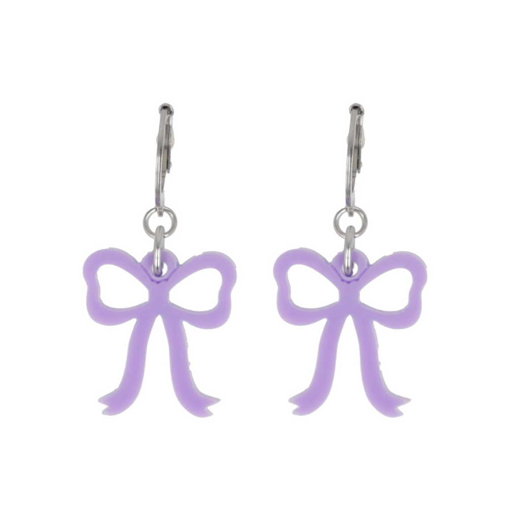 Mini Lilac Bow Huggie Hoop Earrings - Sour Cherry