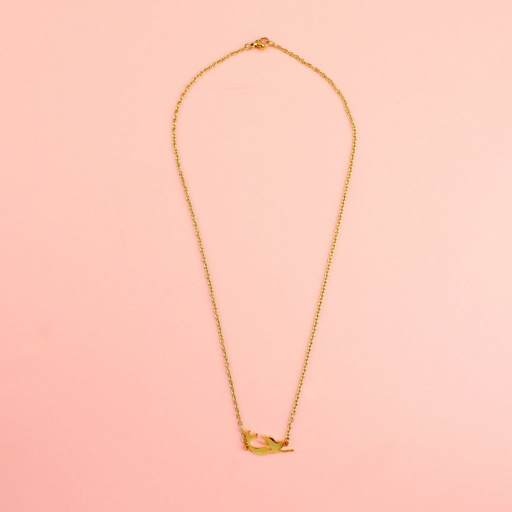 Gold plated stainless steel necklace with mermaid shaped pendant