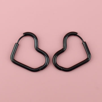 Black heart shaped stainless steel hoops 