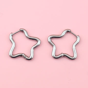 Stainless steel star-shaped hoop earrings