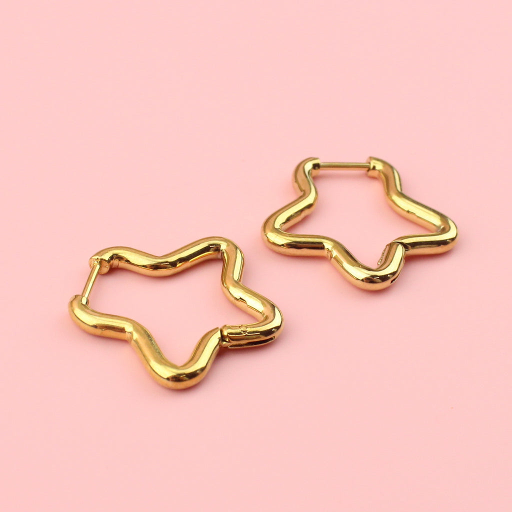 Gold plated stainlesss steel star shaped hoops