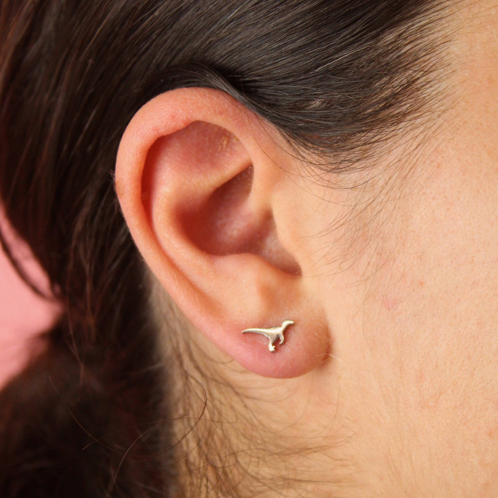 Mini Velociraptor Stud Earrings - Sour Cherry