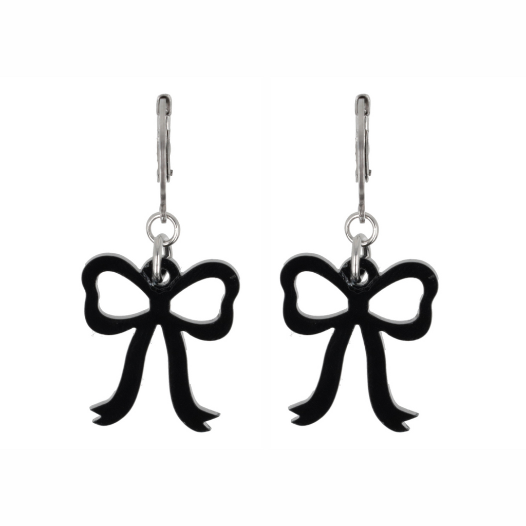 Mini Black Bow Huggie Hoop Earrings - Sour Cherry