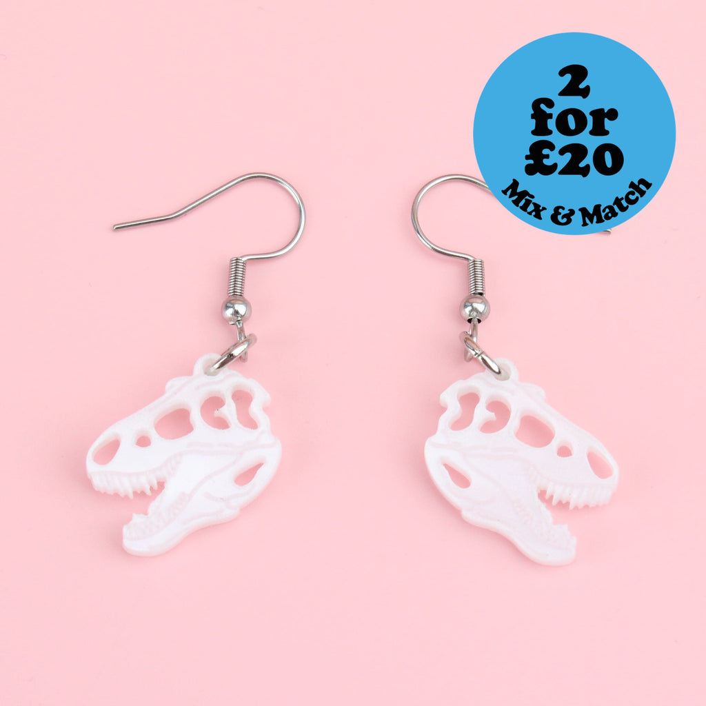 Mini T-Rex Skull Earrings - Sour Cherry