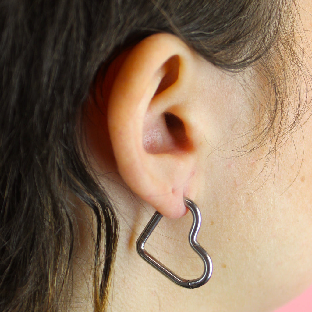 Mini Heart Hoop Earrings - Sour Cherry