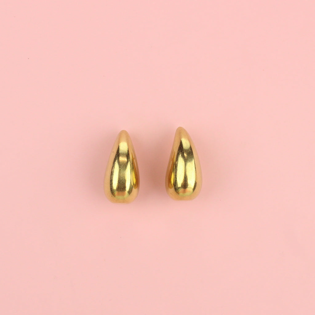 Gold plated stainless steel teardrop-style earrings