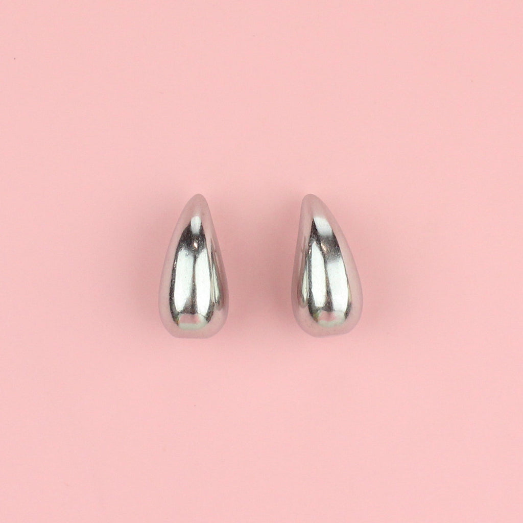 Mini teardrop-style stainless steel earrings