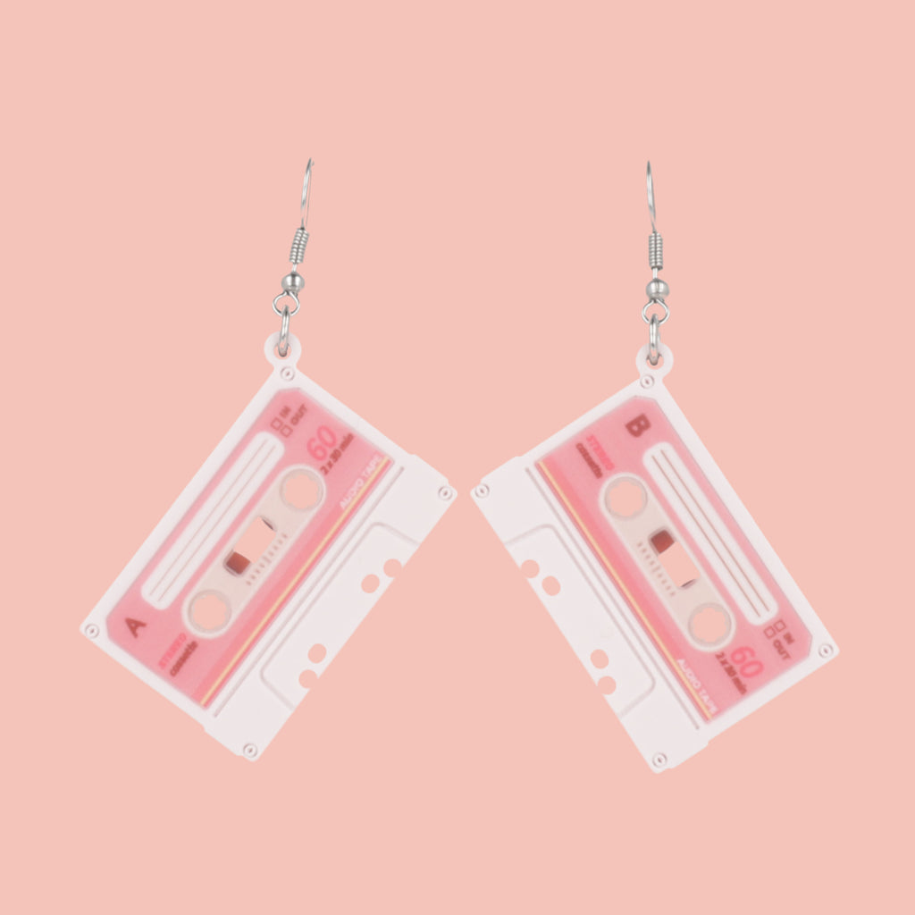 Pastel pink acrylic charms on stainless steel earwires