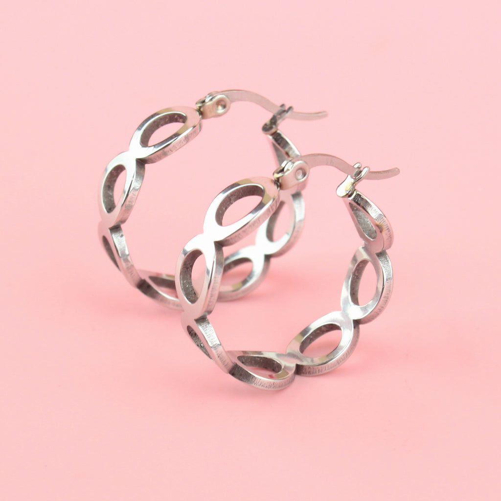 Stainless steel hoops made up of cut out circles