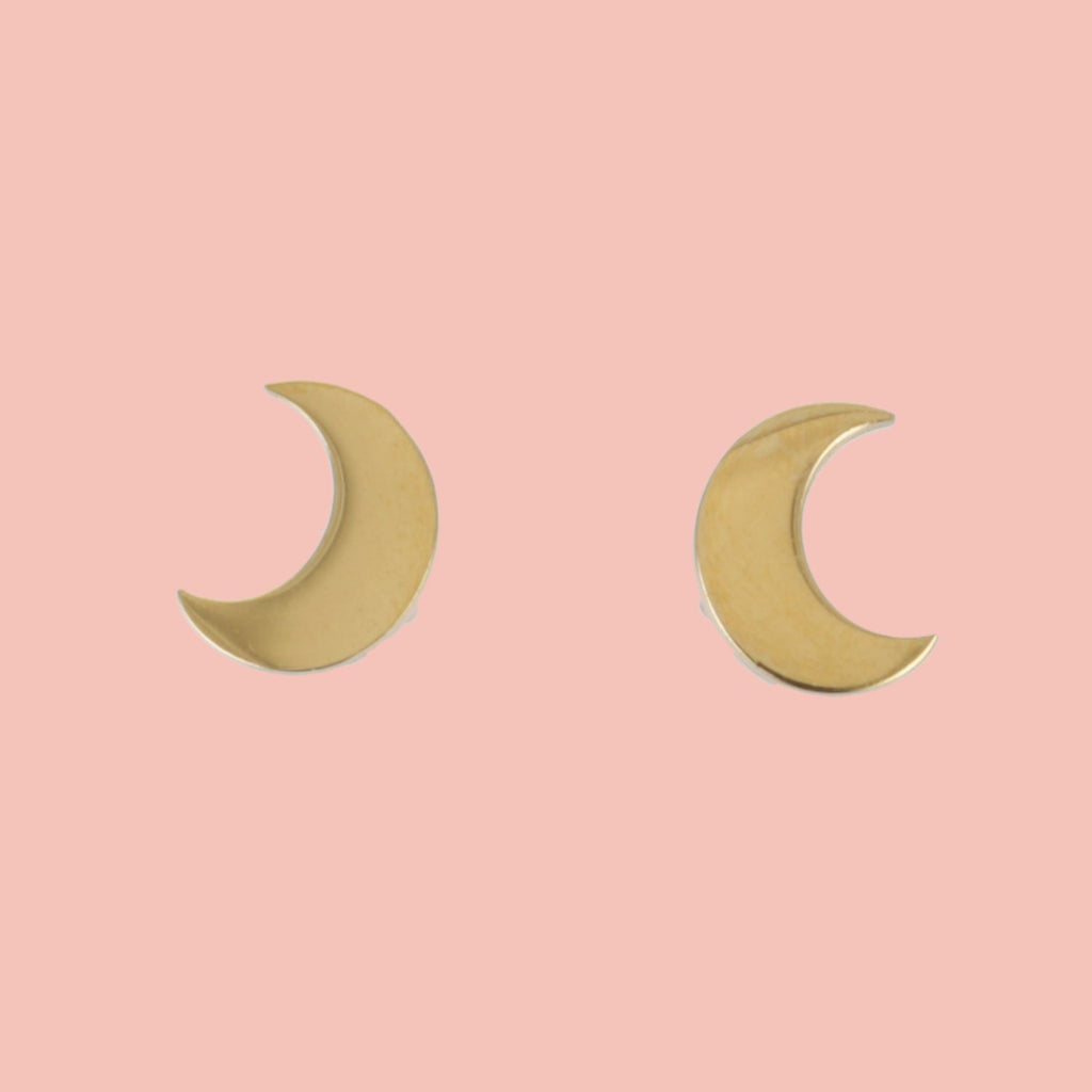 Moon Stud Earrings (Gold Plated) - Sour Cherry