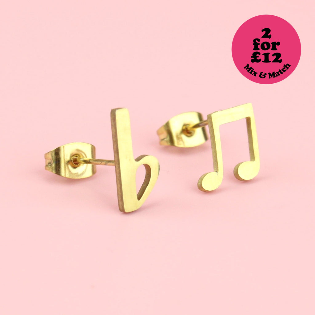 Music To My Earrings Studs (Gold Plated) - Sour Cherry