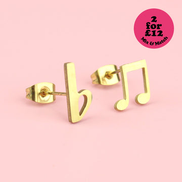 Music To My Earrings Studs (Gold Plated) - Sour Cherry