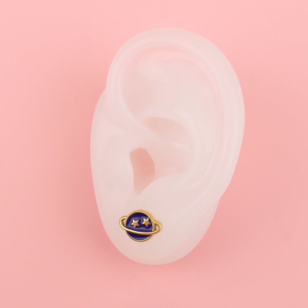 Ear wearing Neptune Stud earrings (Gold Plated)