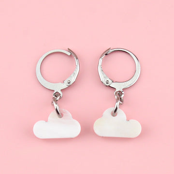 Marble Acrylic cloud charms on stainless steel huggie hoops