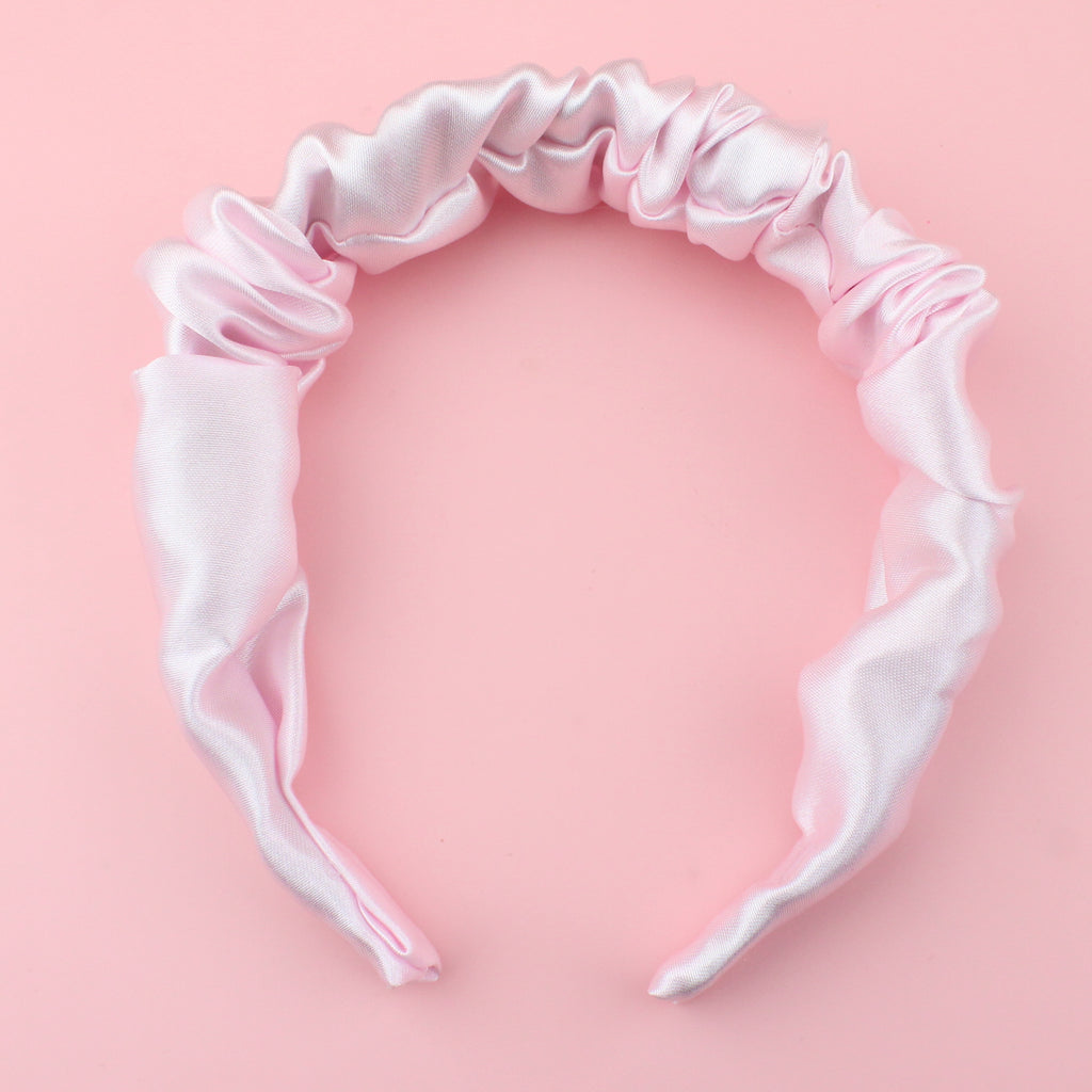 Pink satin scrunchie style headband