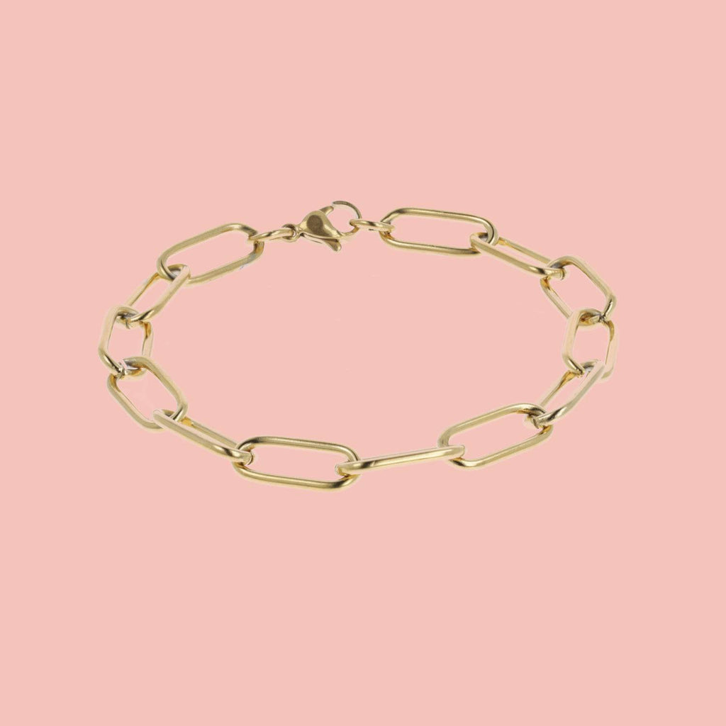 Oval Chain Bracelet (Gold Plated) - Sour Cherry