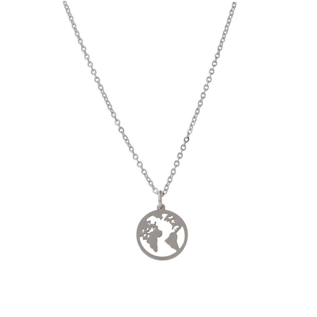Stainless steel chain with cut out earth pendant