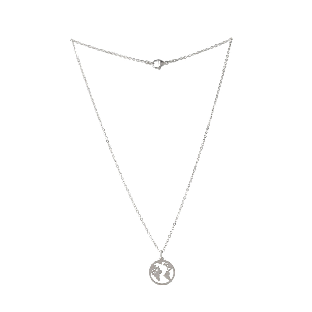 Stainless steel chain with cut out earth pendant